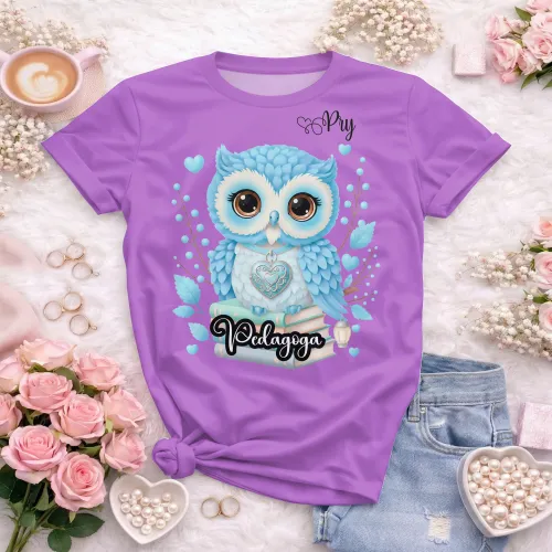 Arte pronta para camisa de pedagogia coruja e livros formato CDR CorelDraw com varias cores