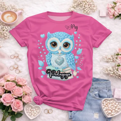 Arte pronta para camisa de pedagogia coruja e livros formato CDR CorelDraw com varias cores