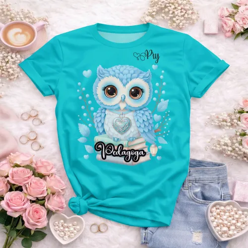 Arte pronta para camisa de pedagogia coruja e livros formato CDR CorelDraw com varias cores