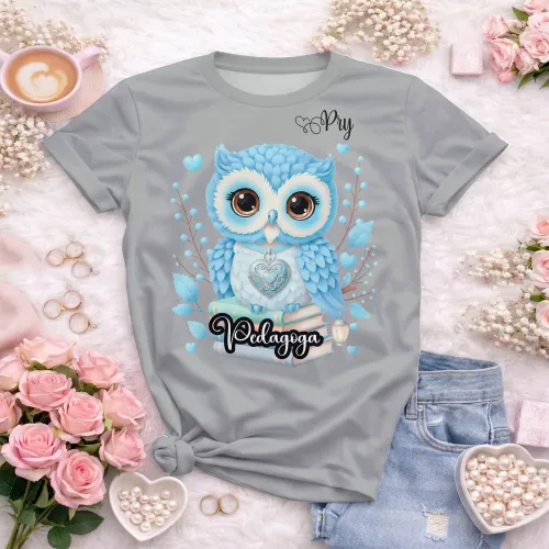 Arte pronta para camisa de pedagogia coruja e livros formato CDR CorelDraw com varias cores