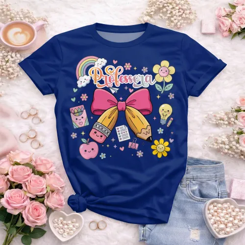 Arte pronta para camisa de professora candy laço lapis formato CDR CorelDraw com varias cores