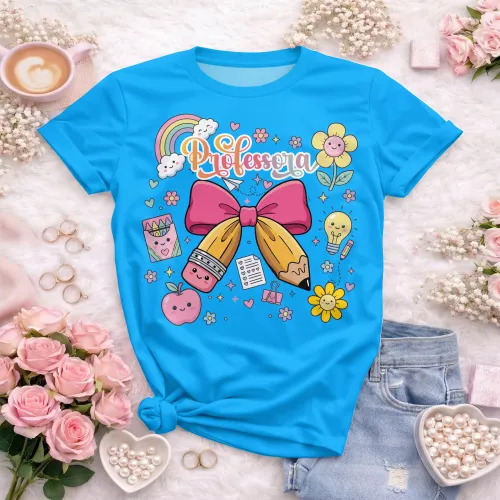 Arte pronta para camisa de professora candy laço lapis formato CDR CorelDraw com varias cores