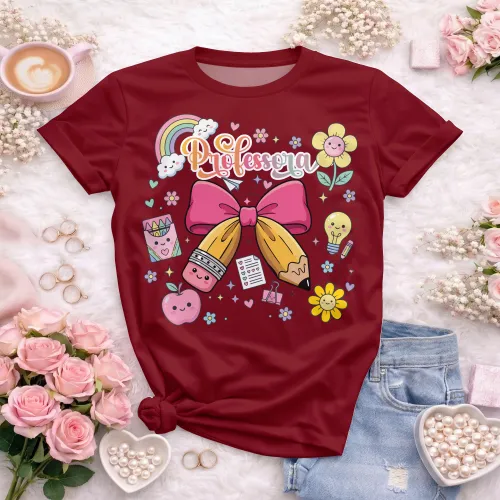 Arte pronta para camisa de professora candy laço lapis formato CDR CorelDraw com varias cores