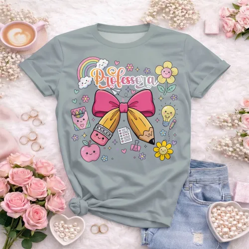 Arte pronta para camisa de professora candy laço lapis formato CDR CorelDraw com varias cores
