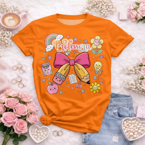 Arte pronta para camisa de professora candy laço lapis formato CDR CorelDraw com varias cores