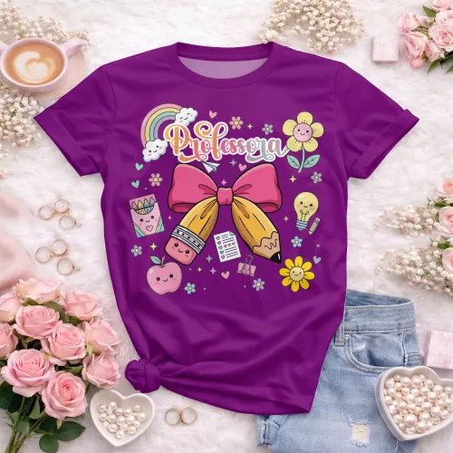 Arte pronta para camisa de professora candy laço lapis formato CDR CorelDraw com varias cores