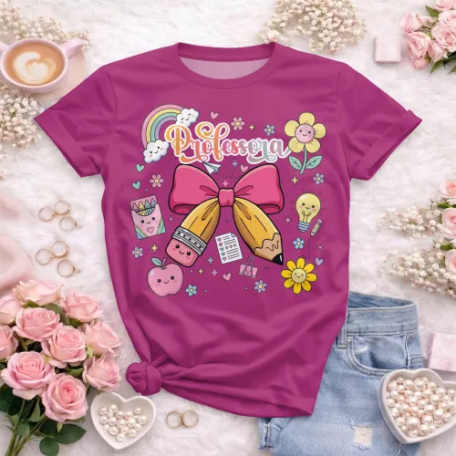 Arte pronta para camisa de professora candy laço lapis formato CDR CorelDraw com varias cores