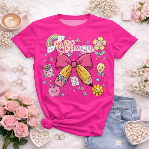 Arte pronta para camisa de professora candy laço lapis formato CDR CorelDraw com varias cores