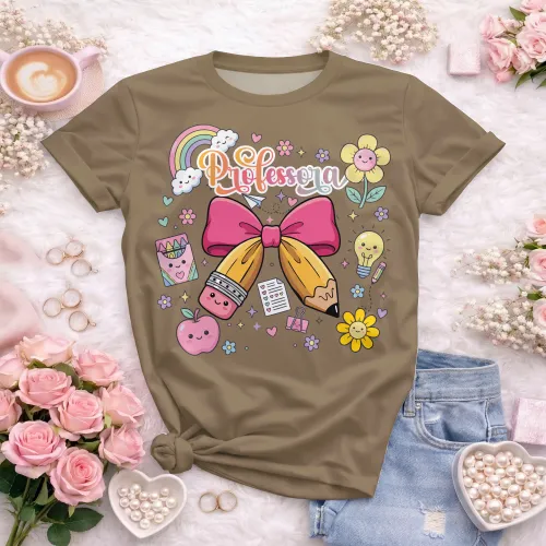 Arte pronta para camisa de professora candy laço lapis formato CDR CorelDraw com varias cores