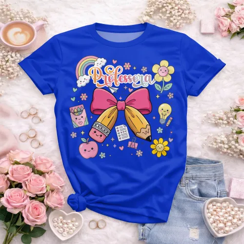 Arte pronta para camisa de professora candy laço lapis formato CDR CorelDraw com varias cores