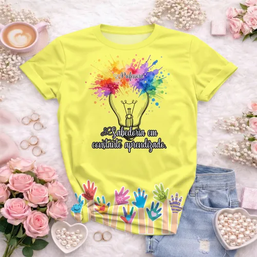Arte pronta para camisa professora criativa lampada aquarela formato CDR CorelDraw com varias cores