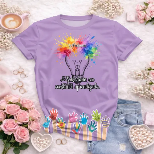 Arte pronta para camisa professora criativa lampada aquarela formato CDR CorelDraw com varias cores