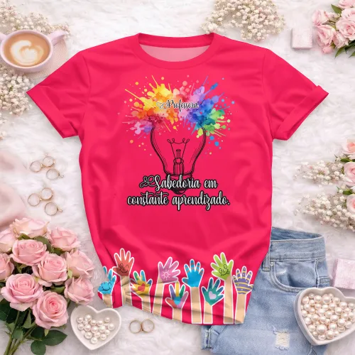 Arte pronta para camisa professora criativa lampada aquarela formato CDR CorelDraw com varias cores