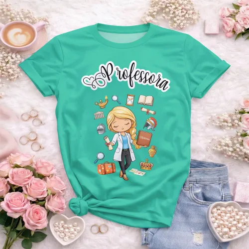 Arte pronta para camisa de professora de historia formato CDR CorelDraw com varias cores