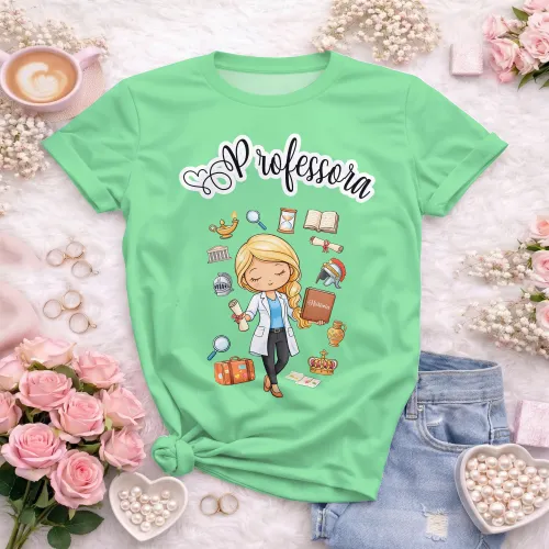 Arte pronta para camisa de professora de historia formato CDR CorelDraw com varias cores