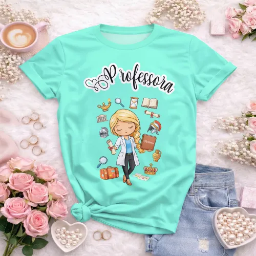 Arte pronta para camisa de professora de historia formato CDR CorelDraw com varias cores