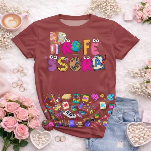 Arte pronta para camisa professora ludica letras coloridas formato CDR CorelDraw com varias cores