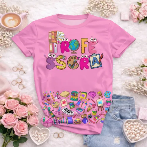 Arte pronta para camisa professora ludica letras coloridas formato CDR CorelDraw com varias cores