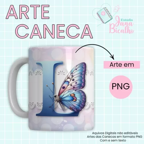 Arte Caneca Alfabeto Borboleta  (Jana Bicalho)