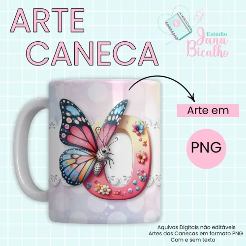 Arte Caneca Alfabeto Borboleta  (Jana Bicalho)