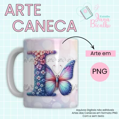 Arte Caneca Alfabeto Borboleta  (Jana Bicalho)