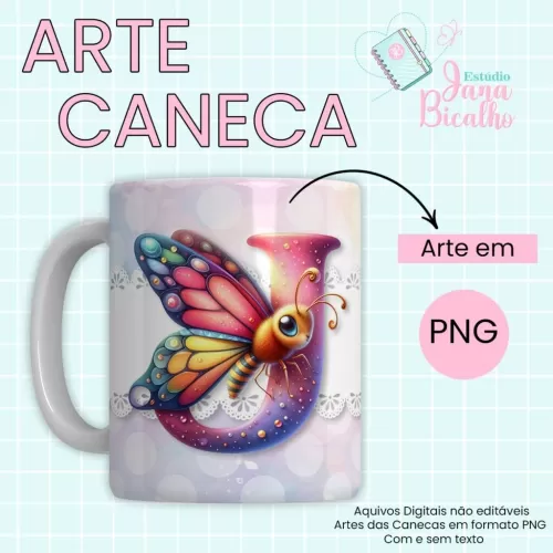 Arte Caneca Alfabeto Borboleta  (Jana Bicalho)