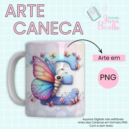 Arte Caneca Alfabeto Borboleta  (Jana Bicalho)
