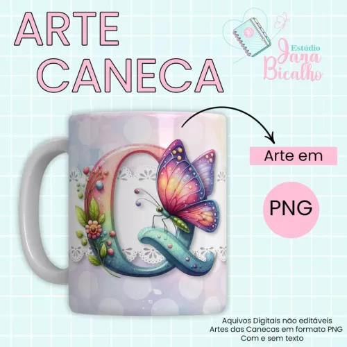 Arte Caneca Alfabeto Borboleta  (Jana Bicalho)