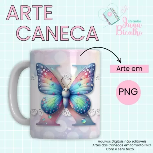 Arte Caneca Alfabeto Borboleta  (Jana Bicalho)