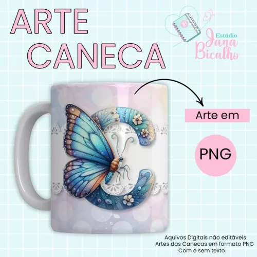 Arte Caneca Alfabeto Borboleta  (Jana Bicalho)