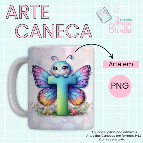 Arte Caneca Alfabeto Borboleta  (Jana Bicalho)