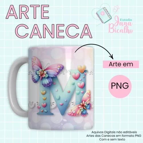 Arte Caneca Alfabeto Borboleta  (Jana Bicalho)