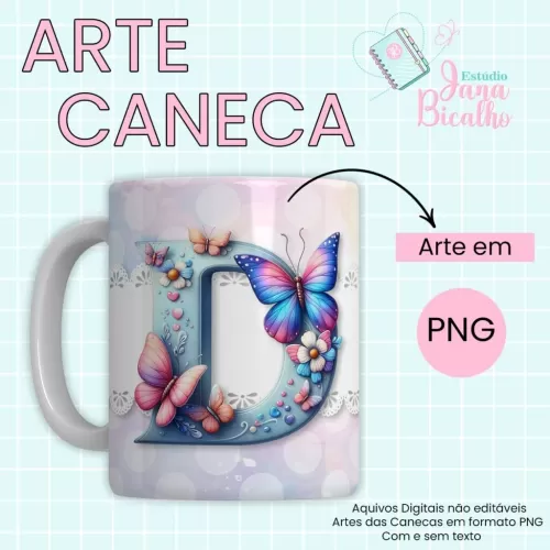 Arte Caneca Alfabeto Borboleta  (Jana Bicalho)