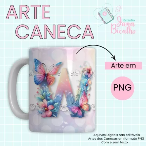 Arte Caneca Alfabeto Borboleta  (Jana Bicalho)