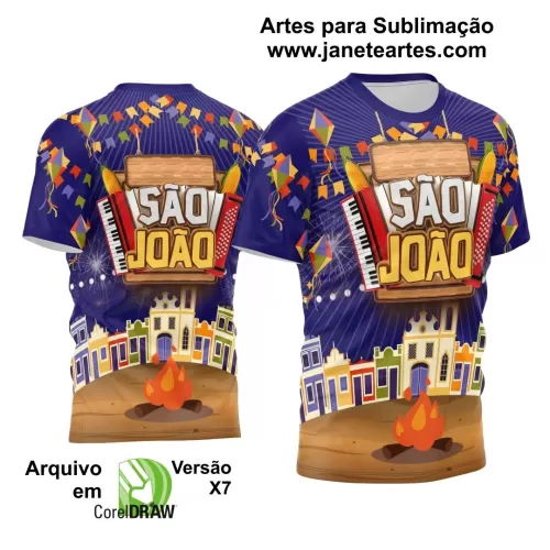 Arte Estampa Camisa Azul Festa Junina 2024 Arraiá