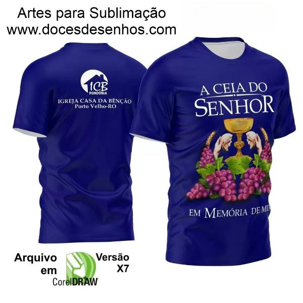 Arte Estampa Camisa Azul Religião -  A Ceia do Senhor