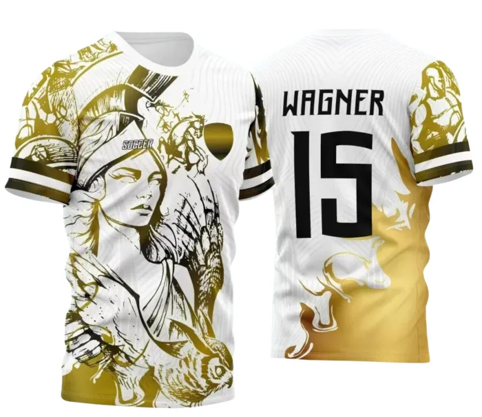 Arte Camisa Interclasse Branca Atena Dourada