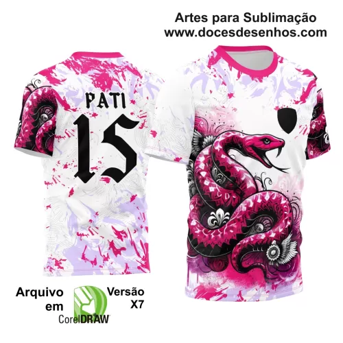 Arte Estampa Camisa Pink e Branca Interclasse - Jogos Internos 2024 - Serpente Pink