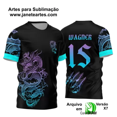 Arte Estampa Camisa Preta Interclasse - Jogos Internos - 2024 - Dragão Degradê