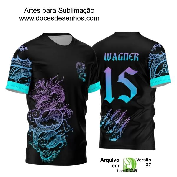 Arte Estampa Camisa Preta Interclasse - Jogos Internos - 2024 - Dragão Degradê