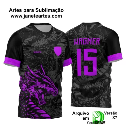 Arte Estampa Camisa Preta  Interclasse - Jogos Internos - 2024 - Dragão Lilás