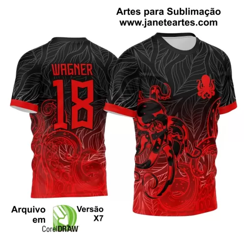 Arte Estampa Camisa Preta Interclasse - Jogos Internos 2024 - Polvo Vermelho e Preto