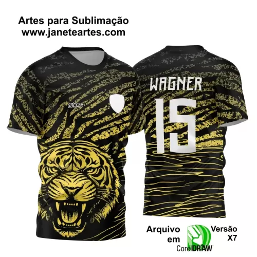 Arte Estampa Camisa Preta Interclasse - Jogos Internos - 2024 - Tigre Dourado