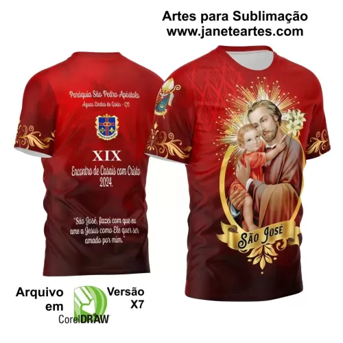 Arte Estampa Camisa Vermelha Vetor Religião - São José 2024