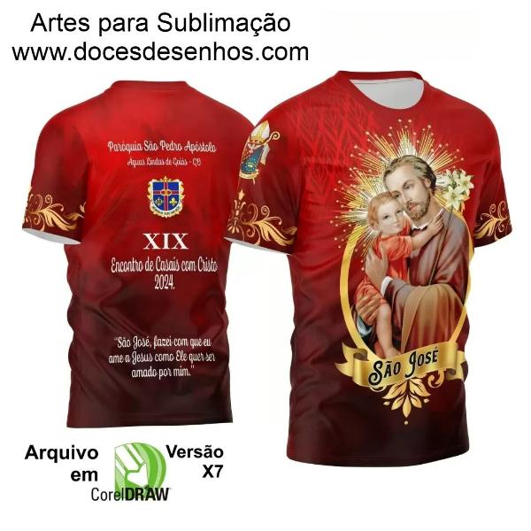 Arte Estampa Camisa Vermelha Vetor Religião - São José 2024