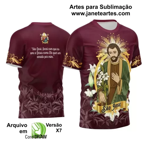 Arte Estampa Camisa Vinho Vetor Religião - São José 2024