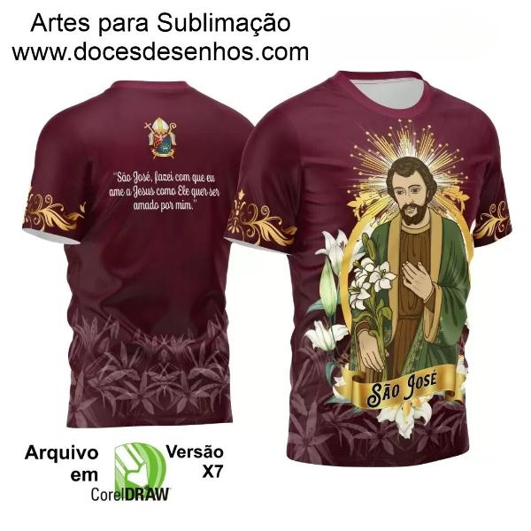 Arte Estampa Camisa Vinho Vetor Religião - São José 2024