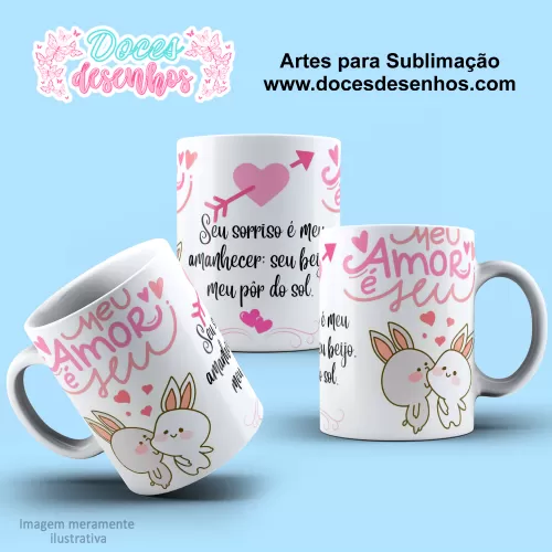 Arte Estampa Caneca Coelhinhos Apaixonados - Dia dos Namorados 2024