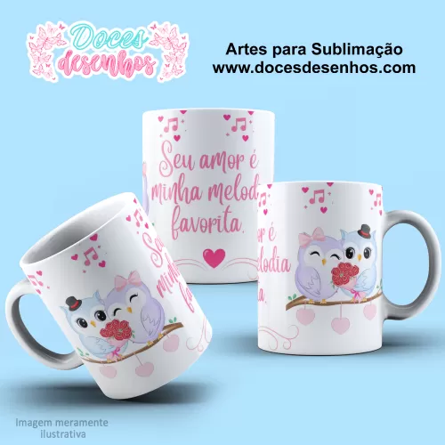 Arte Estampa Caneca Corujinhas Casal  - Dia dos Namorados 2024