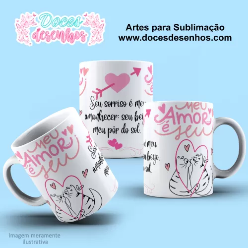 Arte Estampa Caneca Gatinhos Apaixonados - Dia dos Namorados 2024